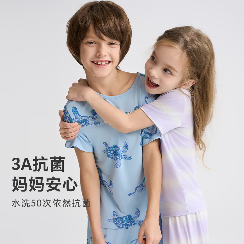 爱慕儿童莫代尔家居服套装男女童短袖上衣睡裤套装3A抗菌轻薄A类 女-美味甜甜圈 160 (85-100斤)