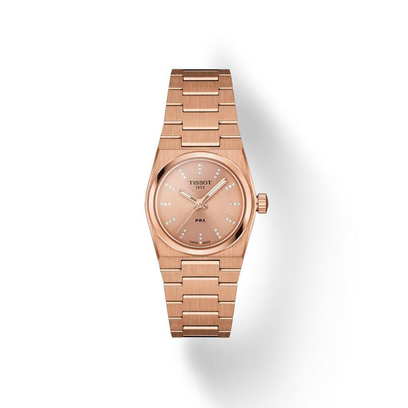 天梭（TISSOT）预售2周PRX女士玫瑰金精钢表壳石英机芯腕表25mm T137.010.33.506.00