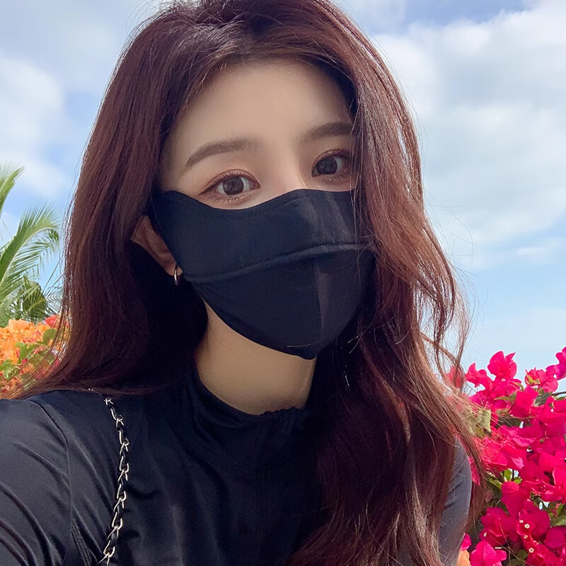 deciuhlae口罩防晒防紫外线立体冰丝男女 2025新款防晒口罩女夏季防紫外线 漫暮黑【3D立体有型】