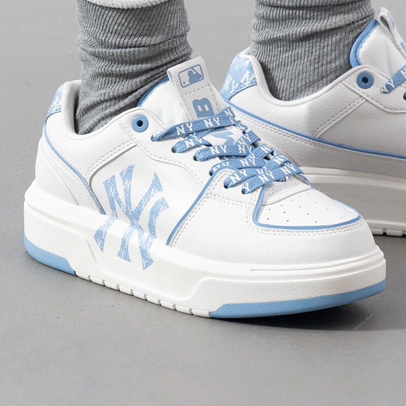 MLB官方运动鞋女鞋子 新款休闲鞋情侣学长鞋厚底板鞋男潮鞋3ASXD025N 纽约洋基队/蓝色 42.5 (270mm)