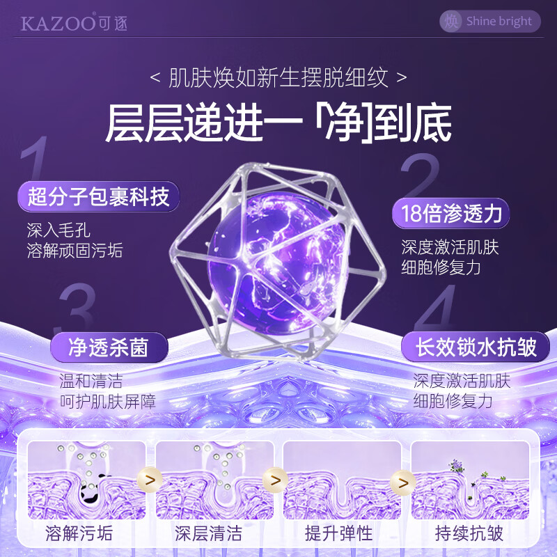 KAZOO洗面奶温和控油洁面乳卸脸眼唇深层清洁滋润不紧绷敏感肌男女通用 单支装另贈【起泡网+洗脸巾】