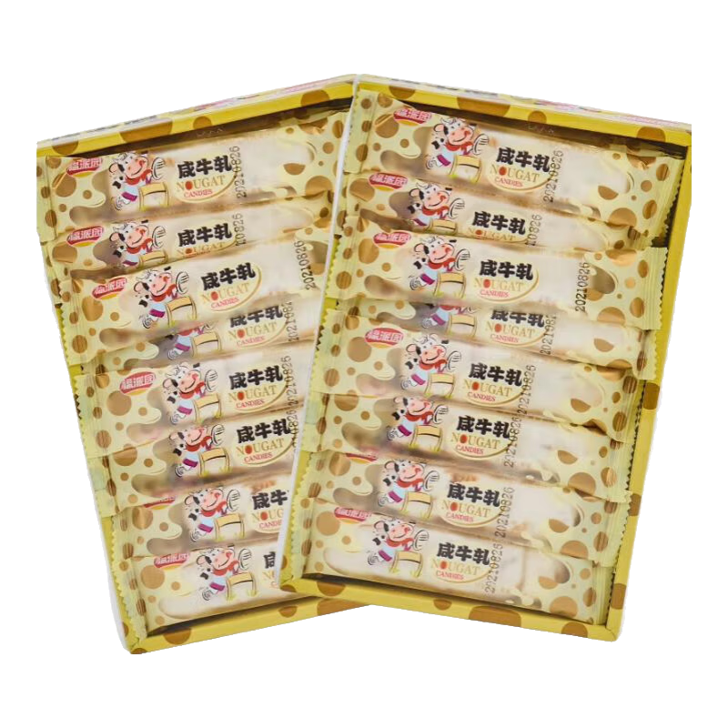 福派园牛轧糖独立包装花生碎花生咸牛扎网红手工糖果风味年货糖果零食 咸牛扎花生味450g 3盒（90条）