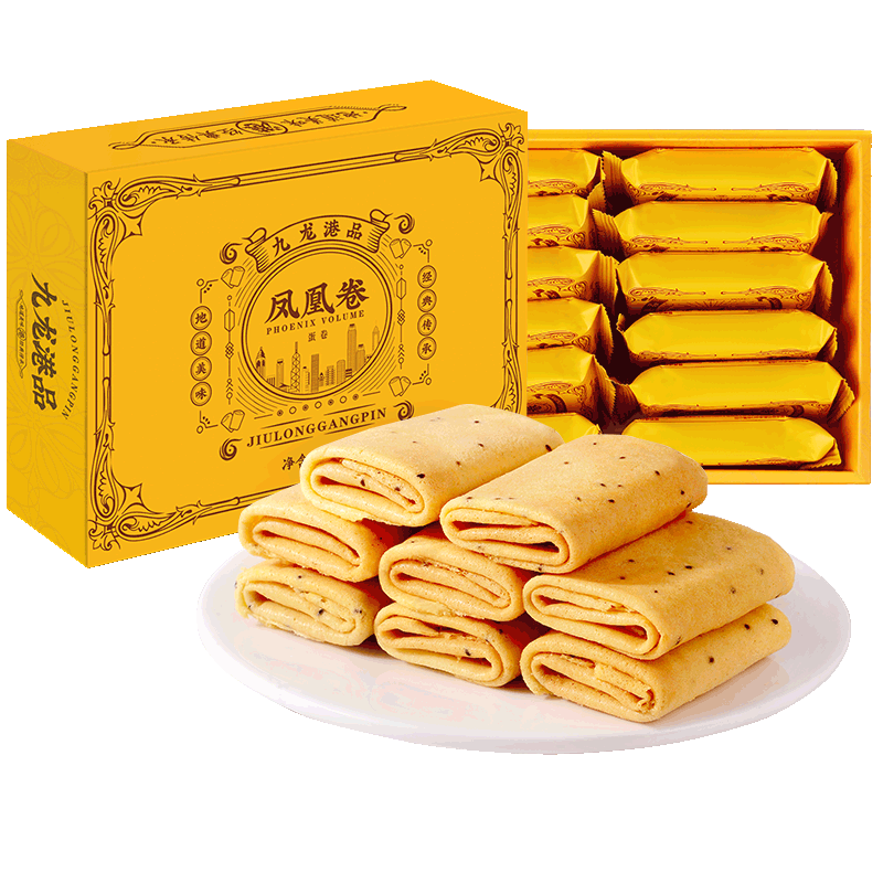 九龙港品老式手工凤凰卷烫金礼盒装休闲零食价格比较及评测|饼干蛋糕能查历史价格吗