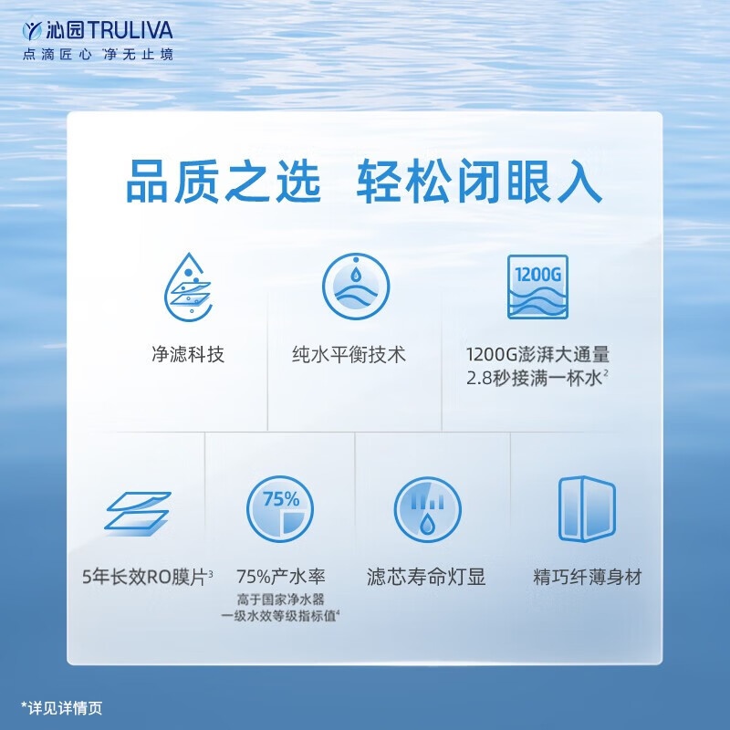 沁园（TRULIVA）净水器国家补贴浩合1200G大通量家用净饮机厨下式 5年长效RO膜 反渗透过滤器3.2L大流速 UR-A31272 净水器+管线机W-O5411