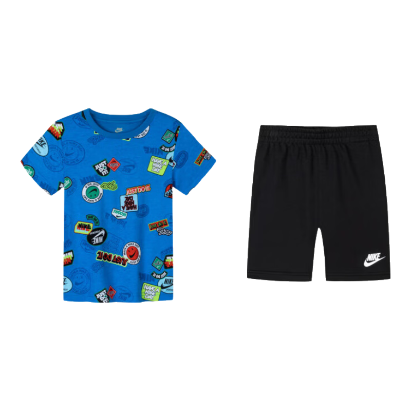 NIKE 耐克童裝男童【短袖T恤+短褲2件套裝】2025夏季新款兒童短袖套裝