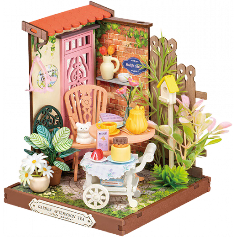 若态若态若来diy小屋方寸之间系列手工拼装立体3d拼图模型屋 DS038花园下午茶