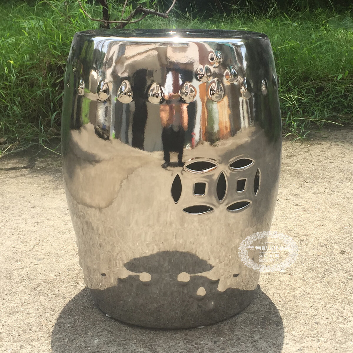 景德鎮(zhèn)家居陶瓷凳子鼓凳浴凳涼凳繡墩裝飾換鞋凳酒吧圓凳椅子邊幾 銀色