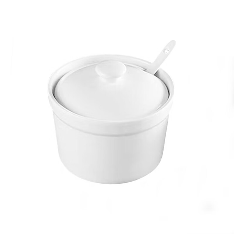 zkhe放盐的罐子 陶瓷带盖子带小勺调味罐厨房盐罐家用单个鸡精罐辣椒