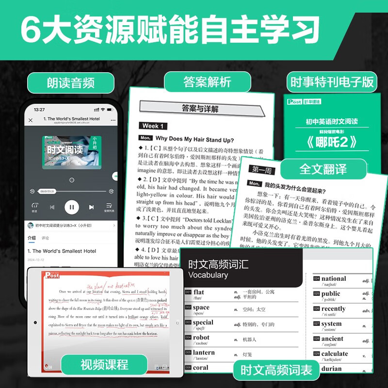 华理社 英语时文阅读提分训练3+X(6年级+小升初)上海学生英文报SSP 含音频视频 答案详解 全文翻译 时文高频词汇(3+X:阅读理解+完形填空+新题型+每周精读)每月赠特刊 华东理工大学出版社