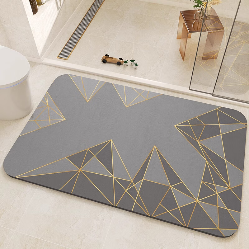 季象浴室地垫卫浴洗手间入户厨房卫生间厕所门口防滑脚垫家用吸水垫子 GZN-几何轻奢-圆月 40x60cm