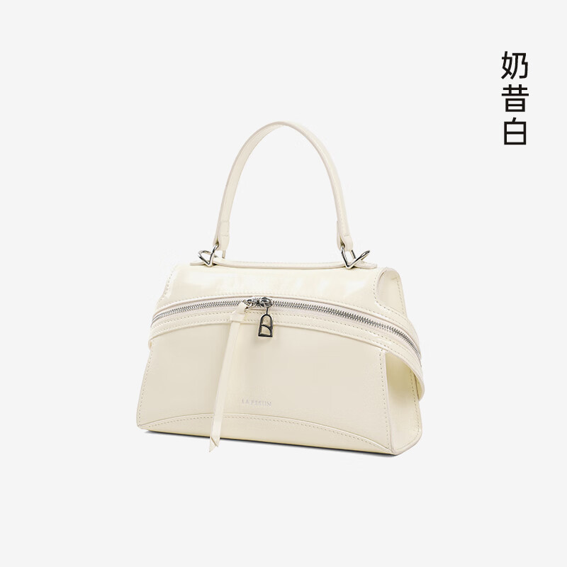 拉菲斯汀【圣诞礼物】头层牛皮塌耳包2025新款绿色斜挎包麂皮绒手提包 【头层牛皮】奶昔白(小号)