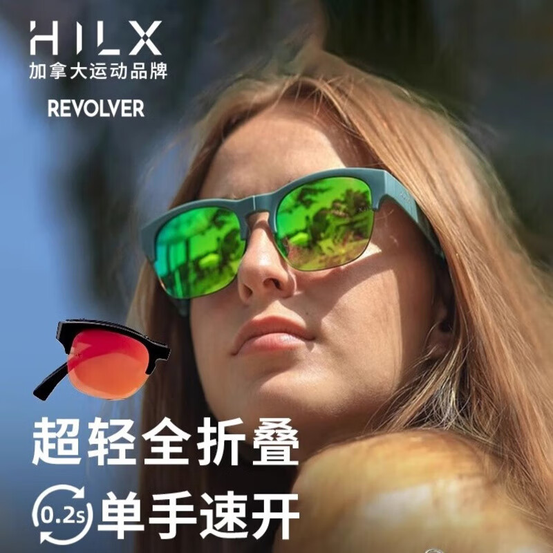 HILX加拿大折叠偏光墨镜太阳镜户外跑步运动眼镜半框超轻Revolver Revolver- C2