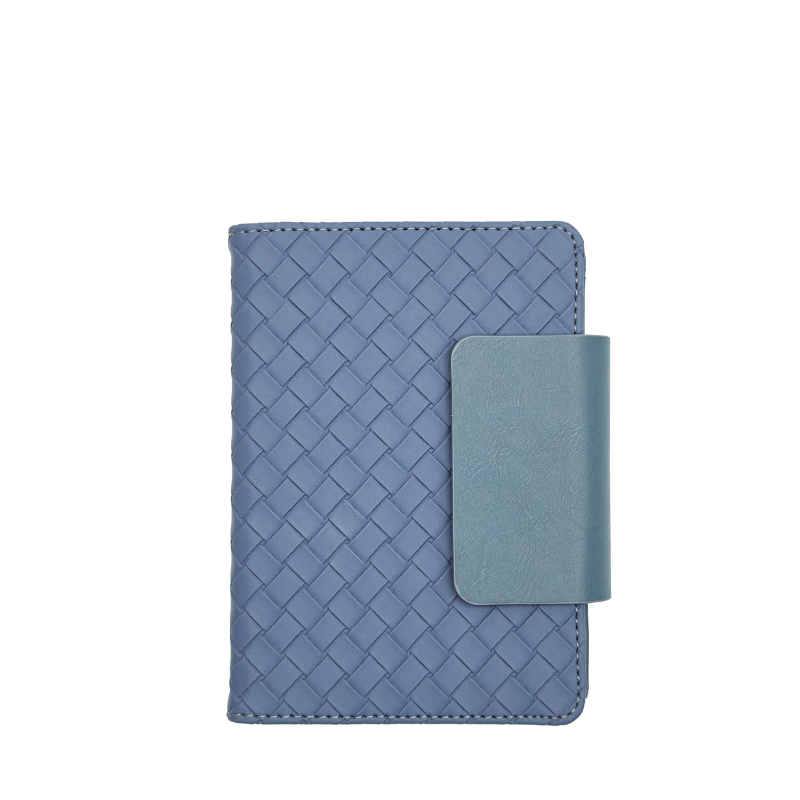 NICOHYE 高级简约a6a5横线笔记本本子带卡槽笔插 商务办公高档本子 伴手礼 企业定制 雾蓝-插袋本(a6) 横线内页