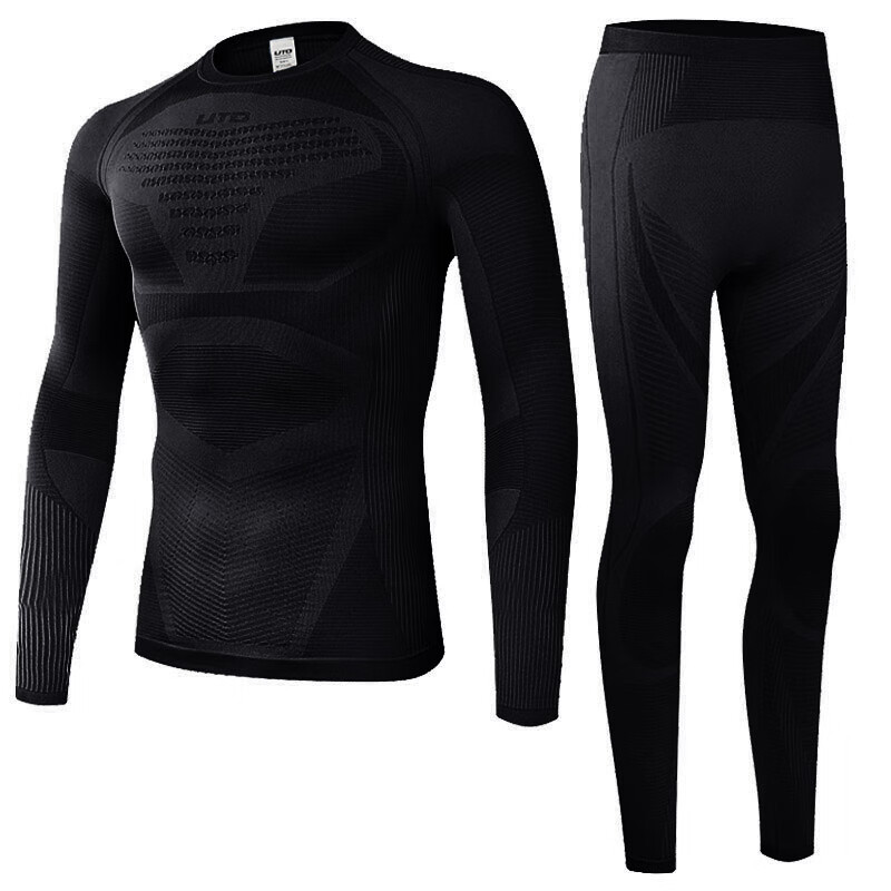 悠途（UTO）悠途 户外运动滑雪速干衣男女保暖套装徒步骑行透气排汗功能内衣 男款墨黑色全域款 L