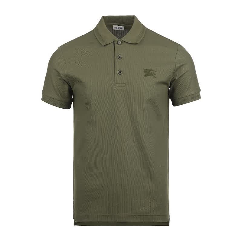 博柏利（BURBERRY）纯色战马徽标男士棉质短袖T恤商务休闲POLO衫8096425 深绿 L