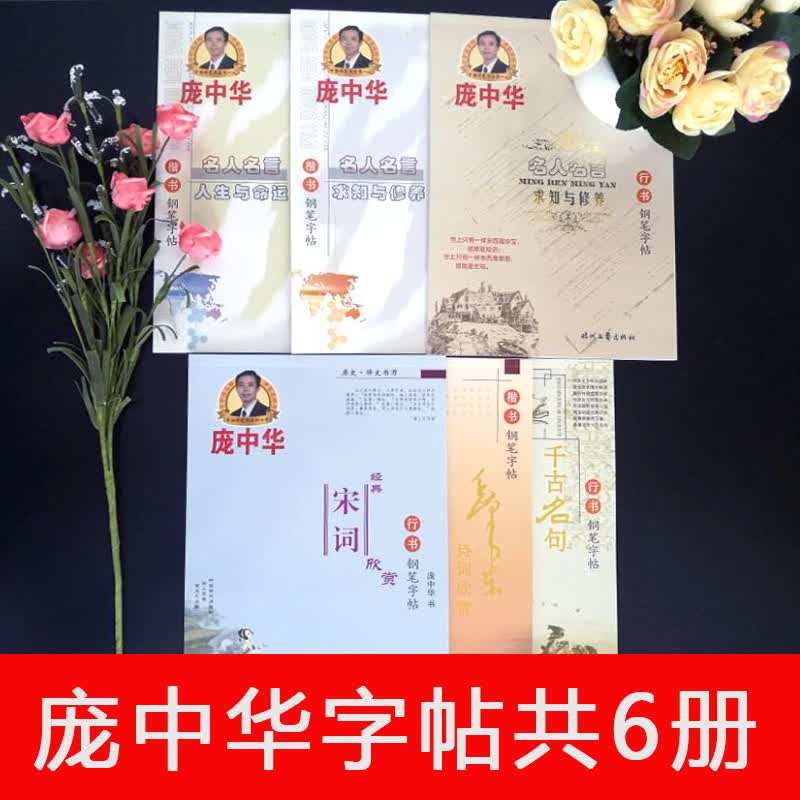 庞中华钢笔字帖全6册 成人速成练字楷书行书字帖 名人名言诗词欣赏宋词千古名句经典练习字帖