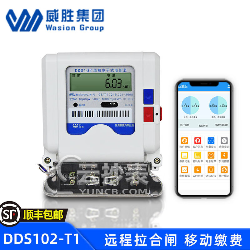 威胜dds102t1单相电子式电能表电度表出租房电表220v随机发 v随机发