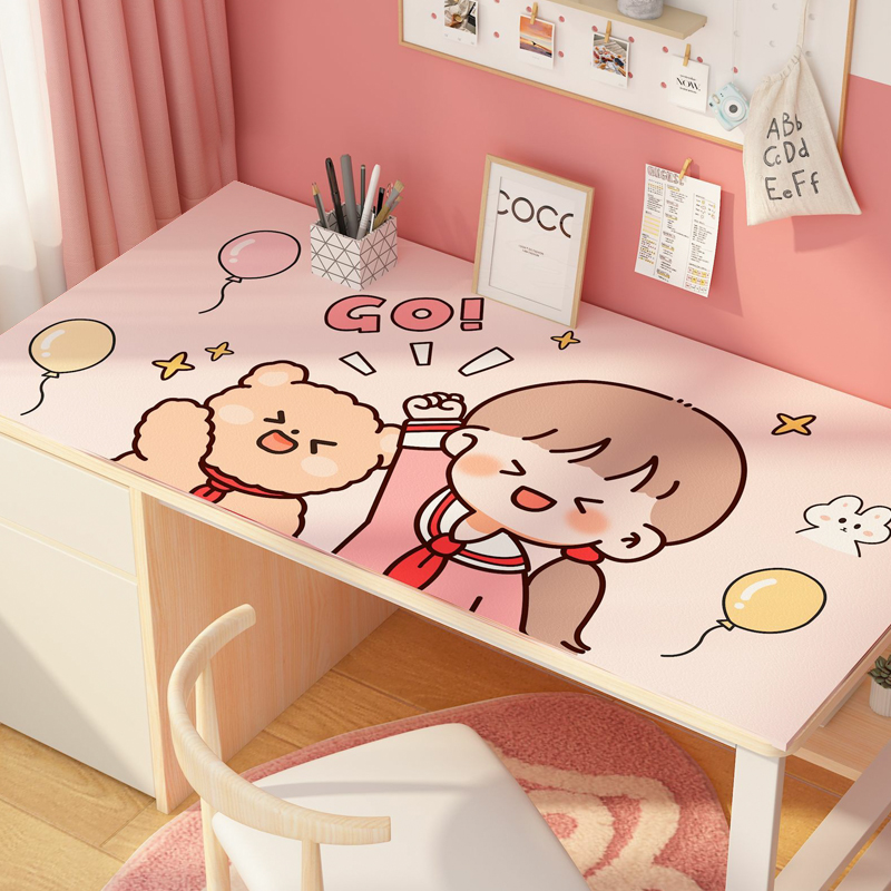 学习桌桌垫学生书桌面保护垫桌布免洗防油垫子 浅灰色 1奥利给皮革垫