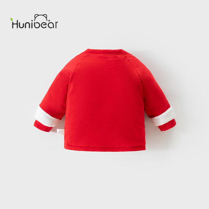 欢喜小熊 宝宝红品棉服冬季拜年服婴儿加厚喜庆新年装衣服儿童加棉新年服 红色 90 (建议18-24月身高80-90cm)