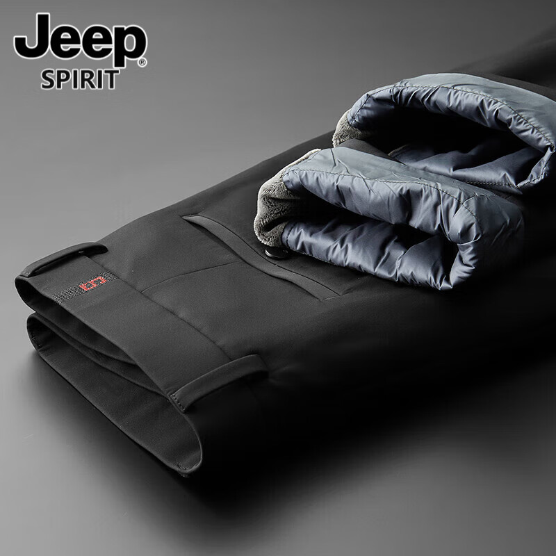 JEEP SPIRIT吉普冬季男士鴨絨羽絨褲新款商務(wù)休閑中青年時尚免燙保暖直筒褲子 RK9780黑色 29