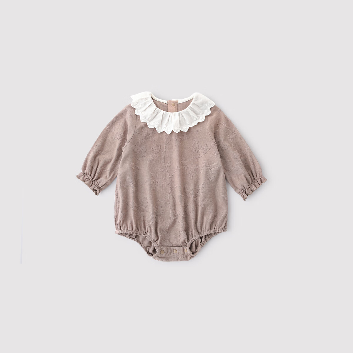 巴厘小豬寶寶春裝女寶小公主哈衣紅色百天周歲禮服春秋連體衣服嬰兒包屁衣 摩卡色   73cm