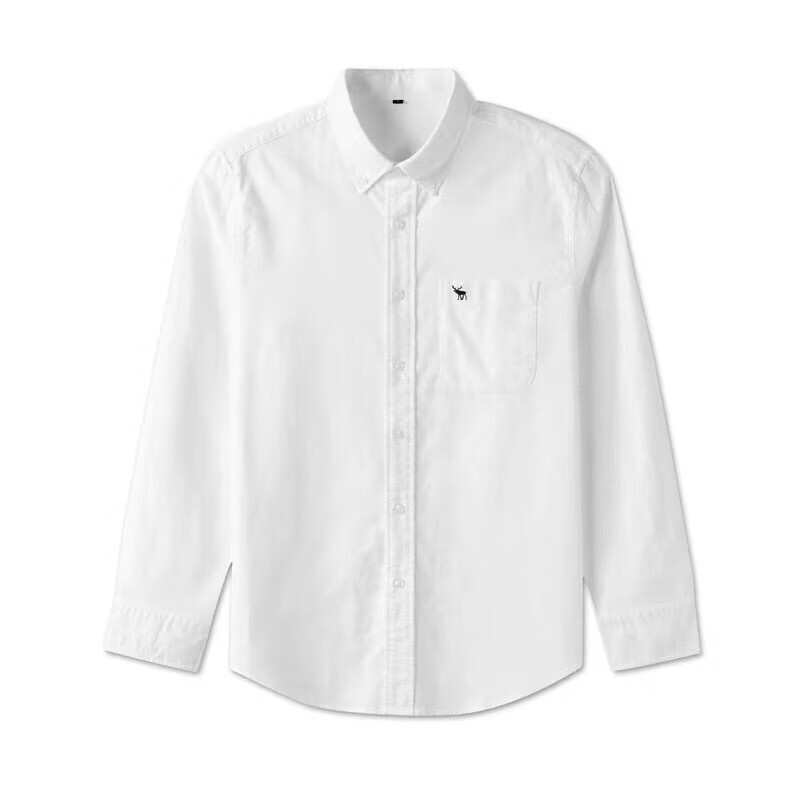 ABERCROMBIE &amp; FITCH小麋鹿af小鹿刺绣纯棉白色长袖衬衫男牛津纺 白色 均码 xs 100到115斤