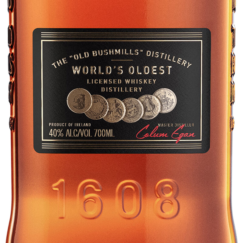 Bushmills布什米尔单一麦芽年份威士忌百世醇黑白标爱尔兰进口洋酒whiskey 黑标高比例麦芽调和威士忌700ml