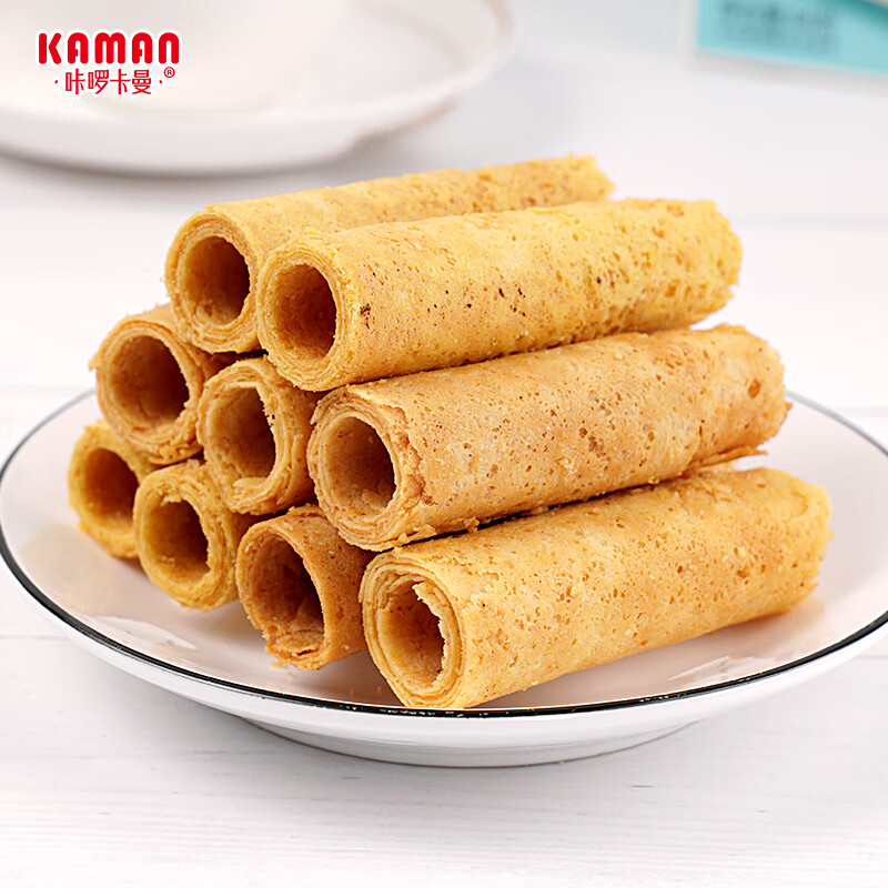 咔啰卡曼海苔蛋卷酥脆品牌儿童休闲零食饼干小黄鸭原味鸡蛋卷办公室茶点 【超值装】72g原味5盒