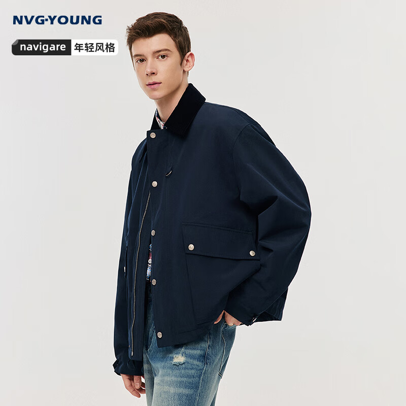 NVG·YOUNG意大利小帆船春秋季美拉德男士潮流宽松休闲工装翻领夹克保暖外套
