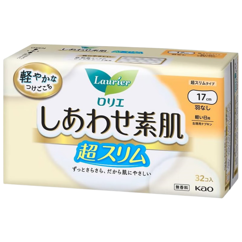 花王（KAO）日本原裝進(jìn)口F系列日用瞬吸超薄衛(wèi)生巾17cm32片無護(hù)翼迷你零觸感
