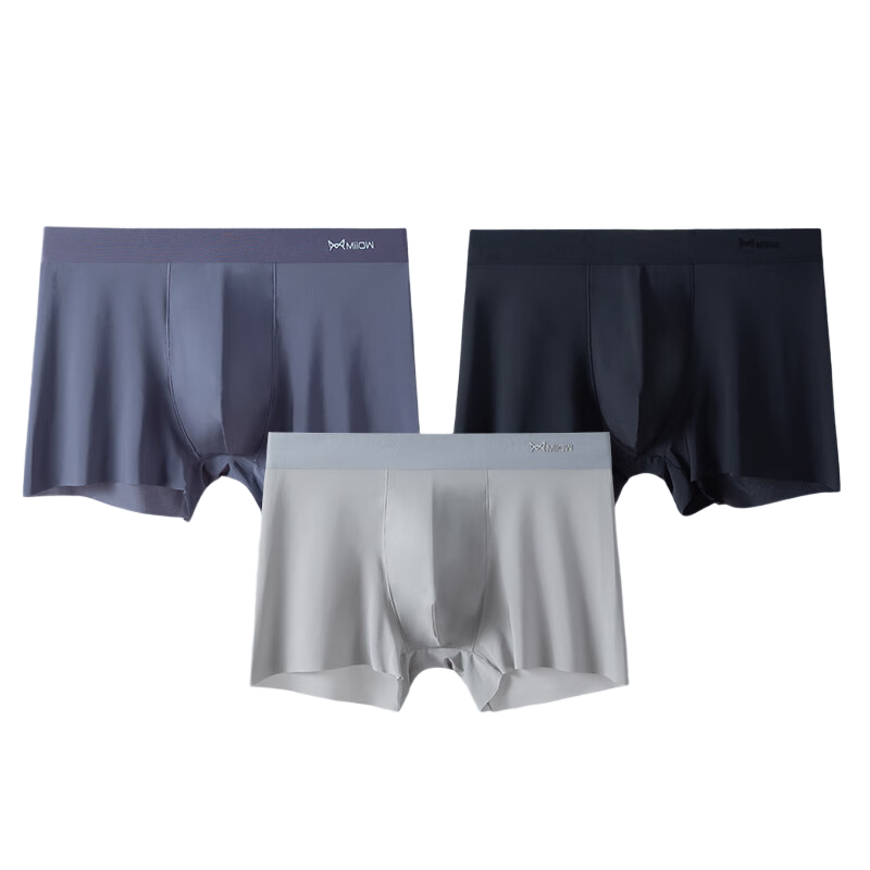 猫人男士内裤男冰丝无痕凉感10A虫草抑菌透气裤衩大码男生平角短裤头 黑色+铂灰+灰蓝 10A抑菌冰丝 3条 XL （建议120斤-140斤）