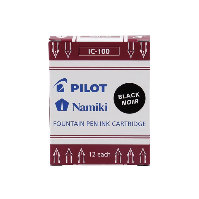 百乐（PILOT）可替换钢笔墨胆墨囊 钢笔替芯墨水胆 78G/88G/贵妃50r/笑脸 IC-100黑色12支装