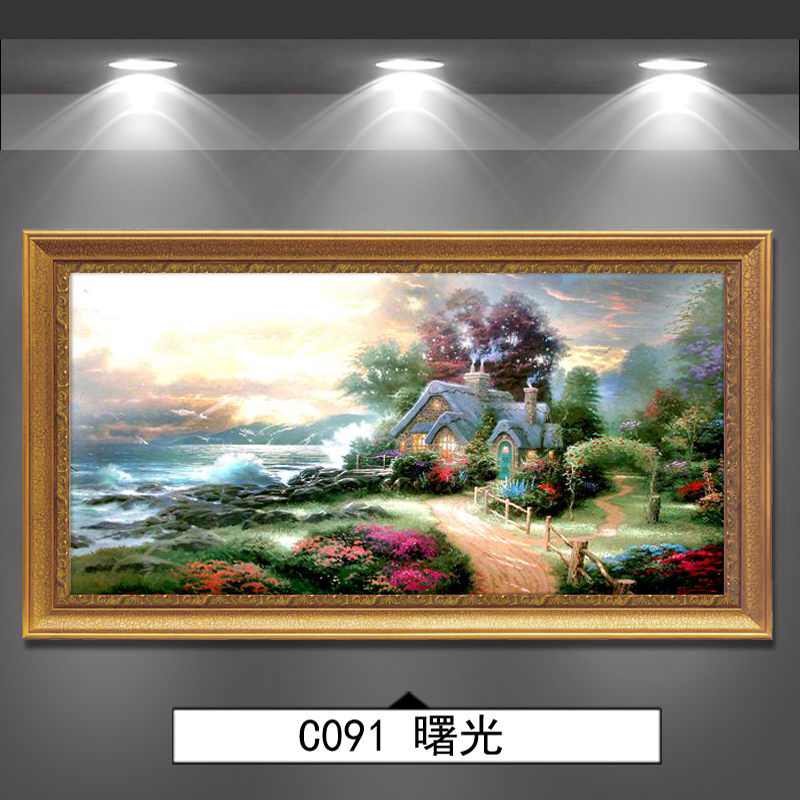 欧式客厅油画沙发背景墙装饰画山水风景画招财聚宝盆挂画 c091 曙光