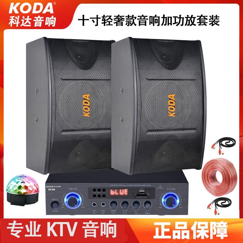 科达KODA10寸家庭KTV点歌机音响话筒套装重低音专业级娱乐卡拉OK 黑色 歌神款10寸音响+功放+话筒