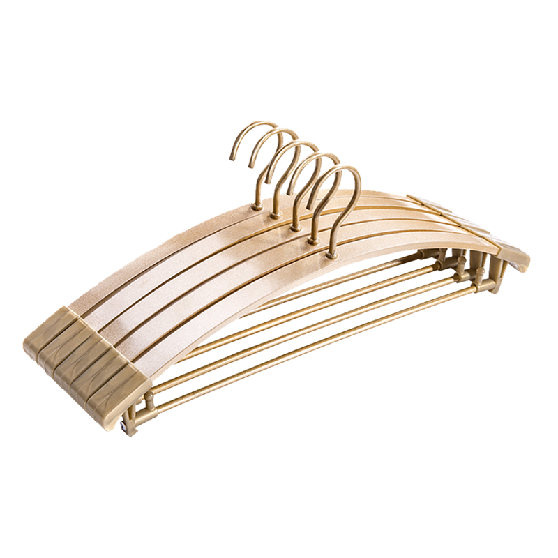 金贵夫人衣架宽肩无痕晾衣架 防滑干湿两用晾衣架铝合金衣服撑子 AB香槟金10只装