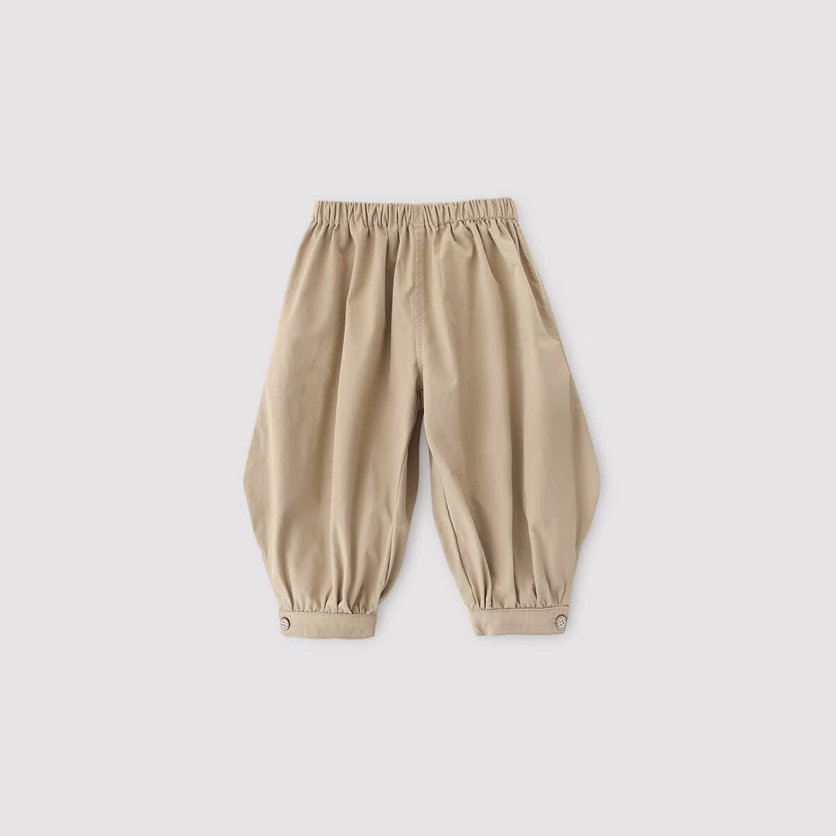 巴厘小猪男童裤子春秋季宝宝休闲裤儿童气球裤纯棉婴幼儿束脚 卡其黄 90