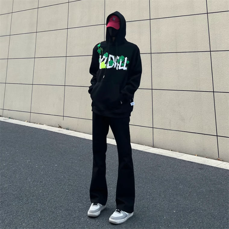 黑盒白弯刀微喇牛仔裤男装美式复古vibe高街显瘦修身黑色直筒长裤子男 白色 常规 L