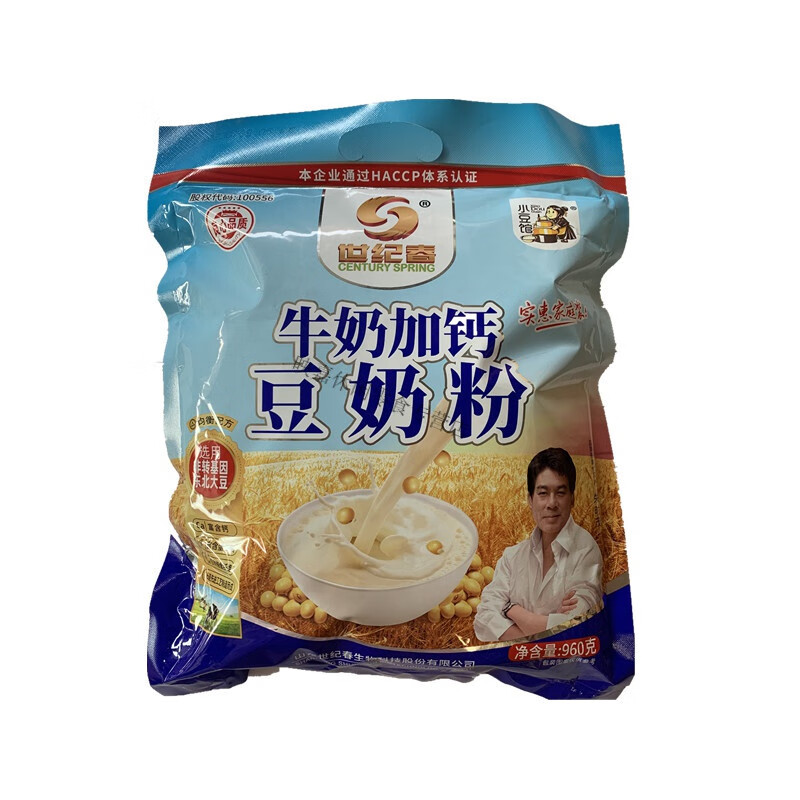 世纪春牛奶加钙豆奶粉960g中老年学生营养早餐速溶无渣 960牛奶加钙