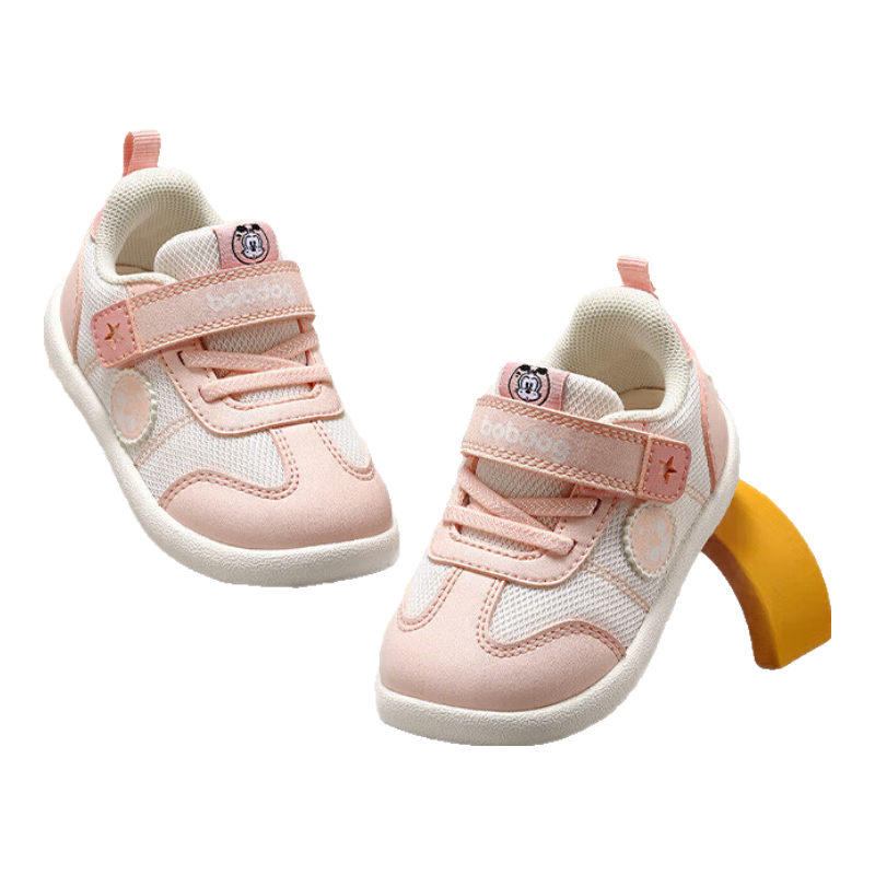 巴布豆婴儿宝宝学步鞋 机能学步鞋防滑儿童运动鞋男女童鞋 粉白色[舒适春秋] 20 内长12.8cm，适合脚长12.3cm