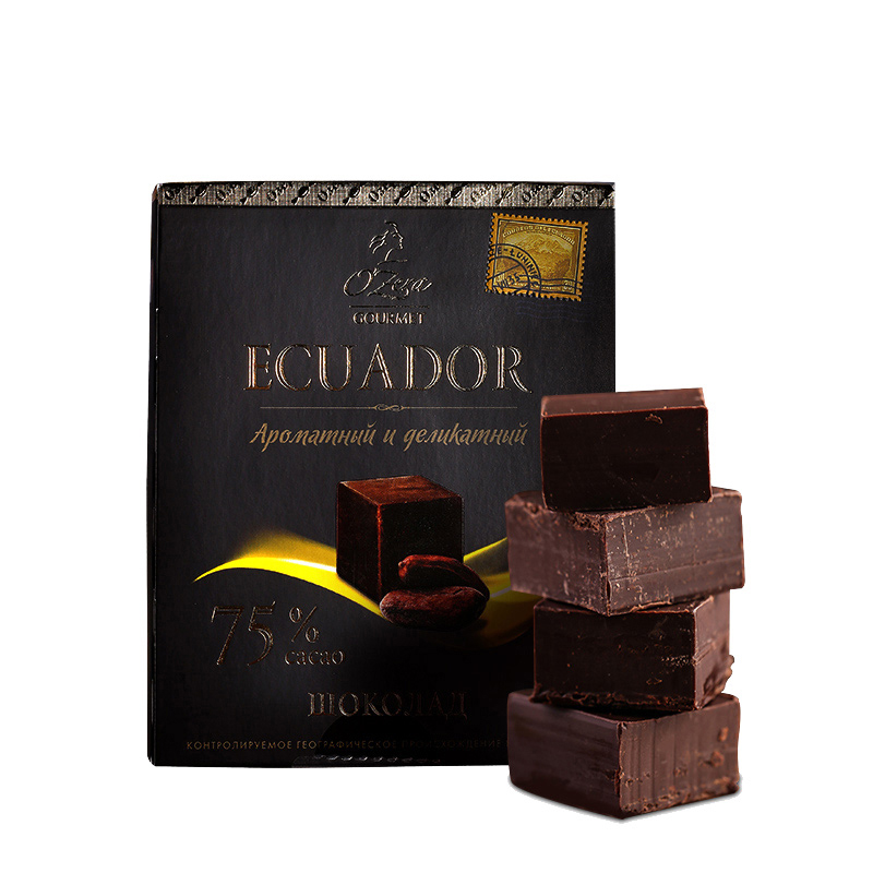 KDV 俄罗斯进口独立包装可可奥焦雷厄瓜多尔75%黑巧克力90克 单包