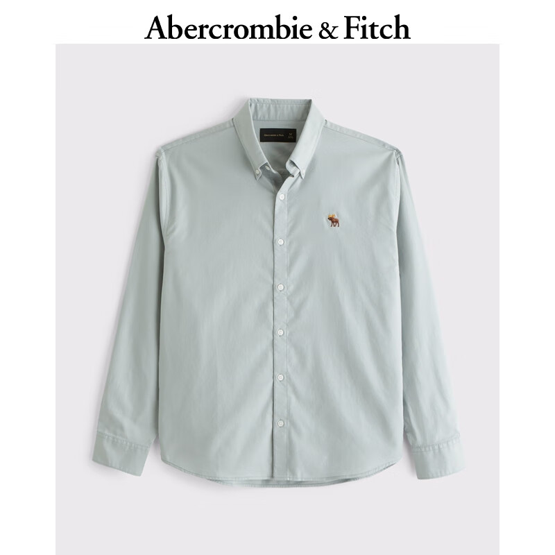 ABERCROMBIE & FITCH男裝25春季新款經(jīng)典小麋鹿復(fù)古通勤情侶牛津長(zhǎng)袖襯衫KI125-5083 灰綠色 L (180/108A)