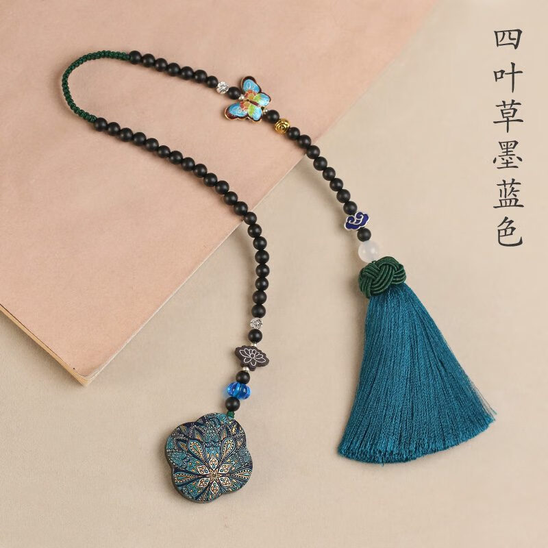 梵心汽車掛件男女神定制創(chuàng)意手工女神款網(wǎng)紅車載后視鏡車內(nèi)吊飾品 四葉草墨藍(lán)色