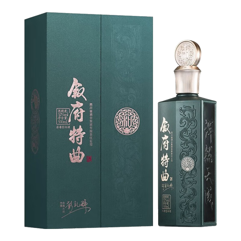 敘府酒 特曲酒 高端商務送禮酒 52度濃香型白酒禮盒年份老酒調(diào)味 52度 500mL 1盒 青銅綠