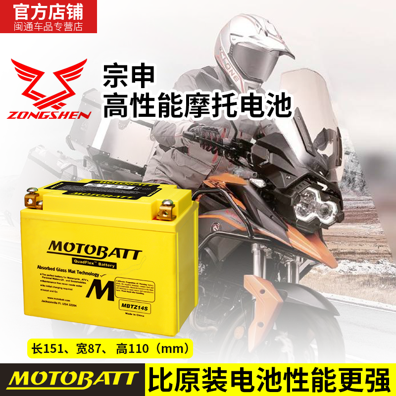宗申赛科龙摩托车电瓶铅酸蓄电池12v免维护 rx1 rx3s rt3 ytx12-bs