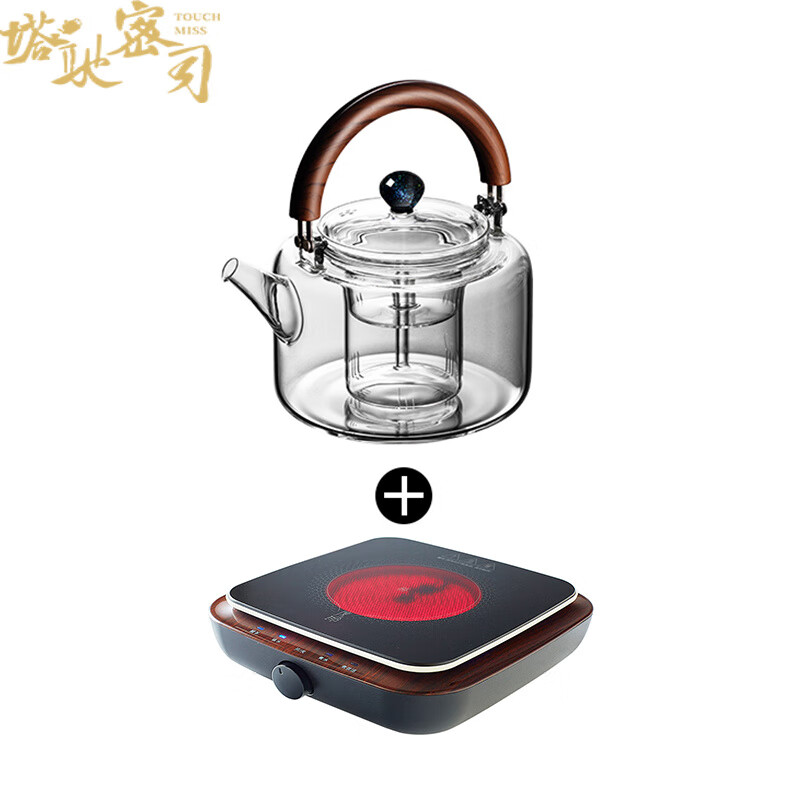 塔驰密司（touchmiss）日式玻璃煮茶壶煮茶器茶水分离蒸煮一体茶壶防烫家用电陶炉烧水壶 星空提梁壶_度给电陶炉