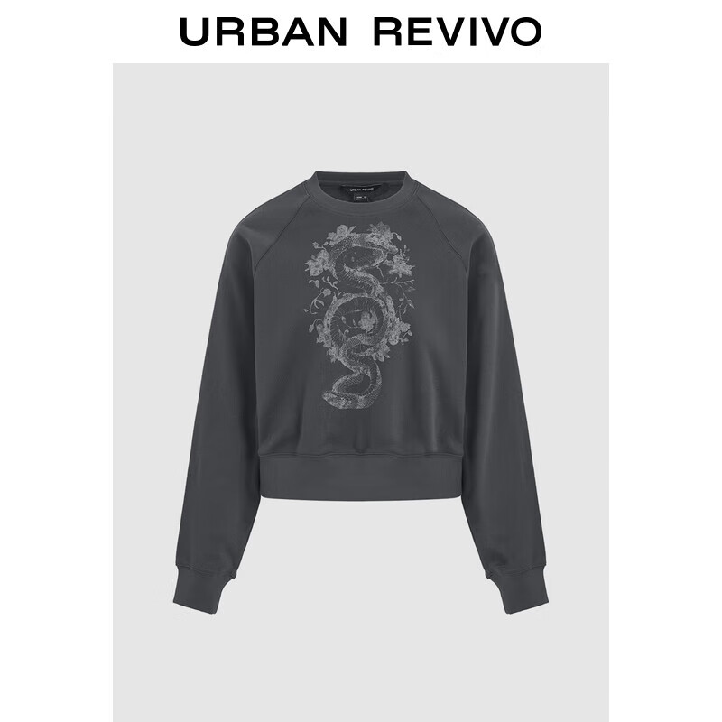 UR2025春季新款女装创意撞色蛇年印花圆领卫衣UWG450049