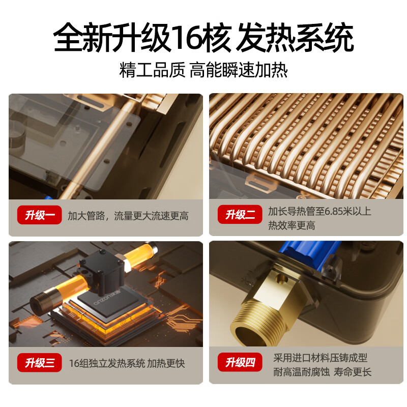 汉逊380v三相电即热式热水器家商用12000w大功率速热75℃增压大水量浴缸泡澡工地工业饭堂火锅店洗碗 12000W 220V丨75℃大水流中央供水