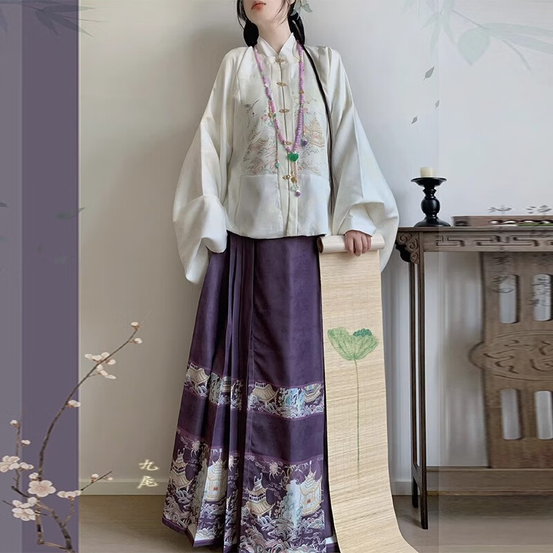 翊尚美马面裙汉服女全套原创成人秋季新款明制国风套装女小个子方领 春日桃粉【明制原创正版套装】 XL 【适合130-145斤】