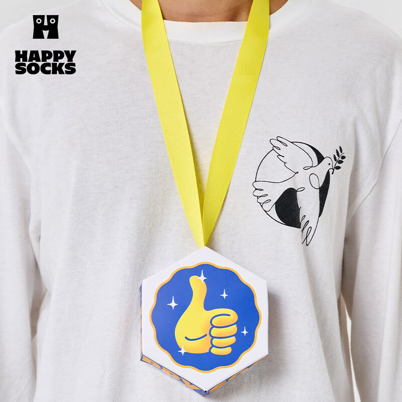 Happy Socks【多巴胺礼盒】Happy Socks25年新款秋冬款奖牌中筒袜 奖牌袜 1双 M 36-40