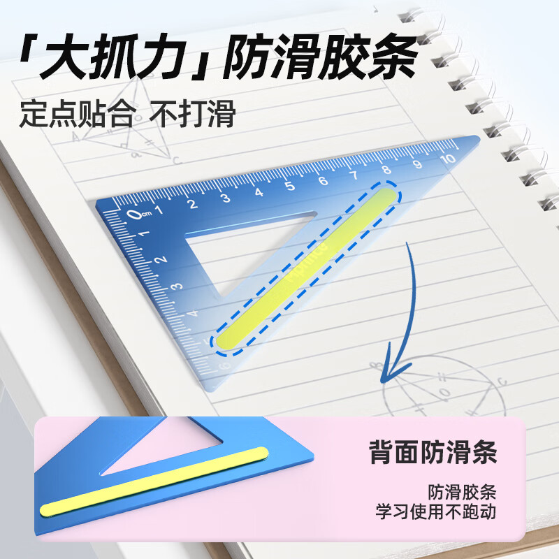 猫太子金属学生考试绘图套尺20cm波浪边直尺/三角尺/量角器儿童尺子学习文具套装 四件套 铝合金套尺（4件套）15CM	雅典蓝